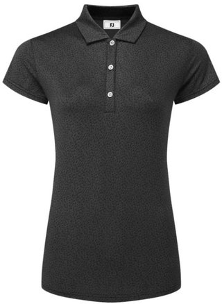 FootJoy Animal Print Cap Sleeve Lisle polo da donna, nero