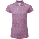 FootJoy Animal Print Cap Sleeve polo da donna, bianco/berry/nero