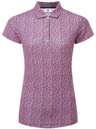 FootJoy Animal Print Cap Sleeve polo da donna, bianco/berry/nero
