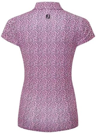 FootJoy Animal Print Cap Sleeve polo da donna, bianco/berry/nero