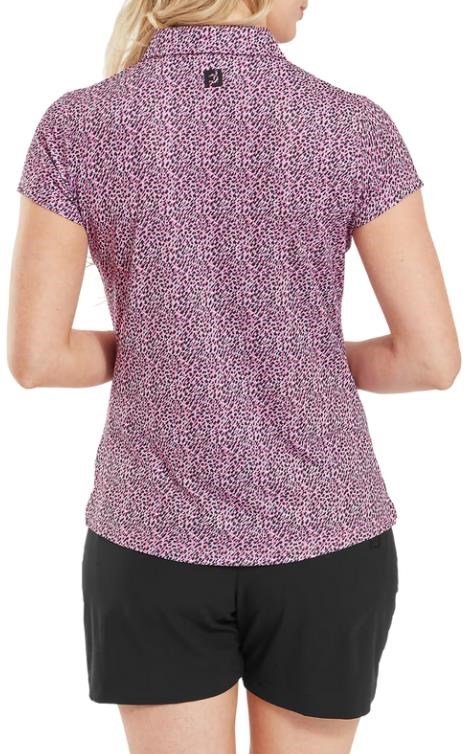 FootJoy Animal Print Cap Sleeve polo da donna, bianco/berry/nero