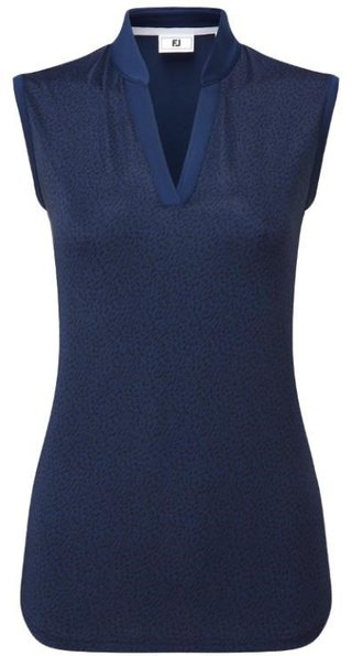 FootJoy Animal Print Sleeveless Lisle polo da donna, blu navy
