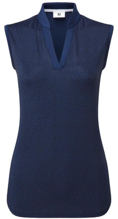 FootJoy Animal Print Sleeveless Lisle polo da donna, blu navy