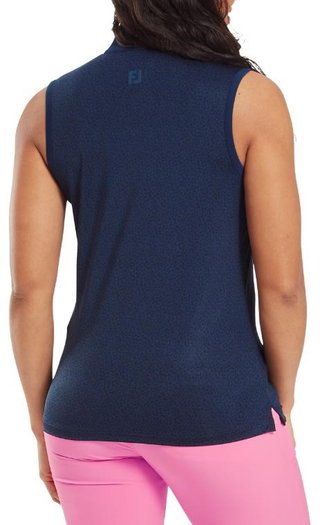 FootJoy Animal Print Sleeveless Lisle polo da donna, blu navy