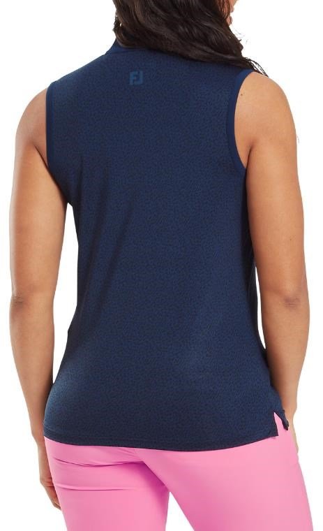 FootJoy Animal Print Sleeveless Lisle polo da donna, blu navy