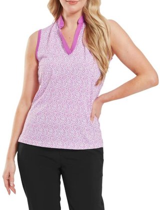 FootJoy Animal Print Sleeveless polo da donna, berry