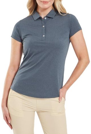 FootJoy Cap Sleeve Lisle polo da donna, heather navy