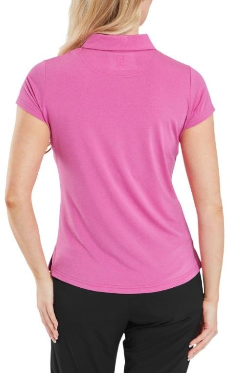 FootJoy Cap Sleeve Lisle polo da donna, heather hot pink