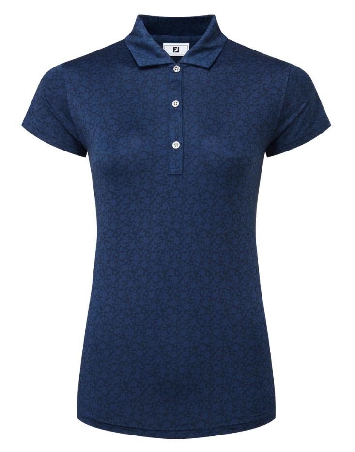 FootJoy Painted Floral Cap Sleeve polo da donna, navy