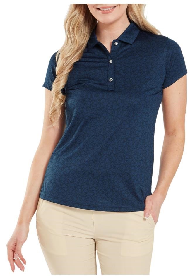 FootJoy Painted Floral Cap Sleeve polo da donna, navy