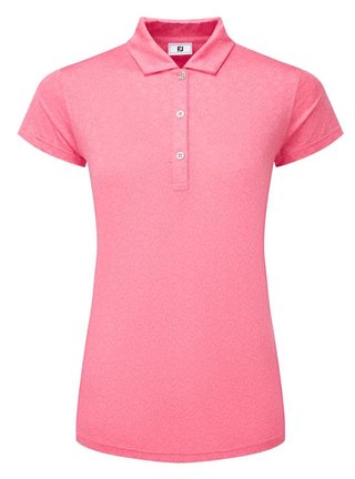 FootJoy Painted Floral Cap Sleeve Lisle polo da donna, pink lemonade