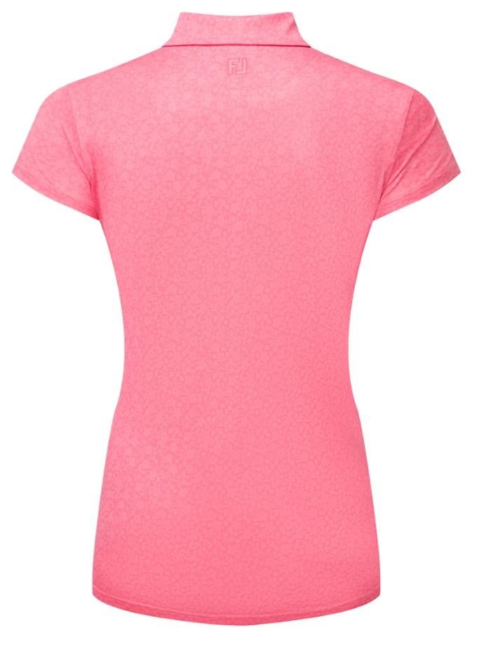 FootJoy Painted Floral Cap Sleeve Lisle polo da donna, pink lemonade