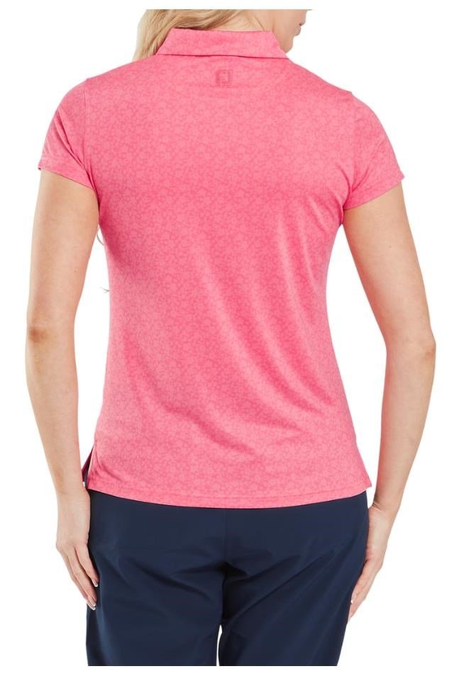 FootJoy Painted Floral Cap Sleeve Lisle polo da donna, pink lemonade