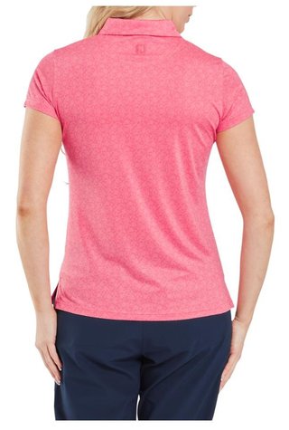 FootJoy Painted Floral Cap Sleeve Lisle polo da donna, pink lemonade