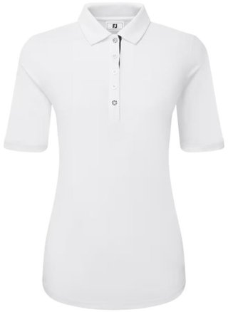 FootJoy Half Sleeve Ruched Lisle polo da donna, bianco