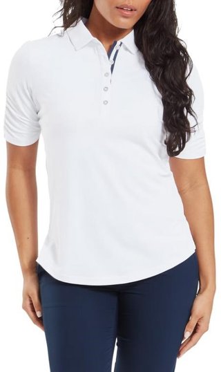 FootJoy Half Sleeve Ruched Lisle polo da donna, bianco