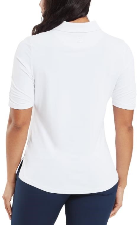 FootJoy Half Sleeve Ruched Lisle polo da donna, bianco