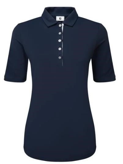 FootJoy Half Sleeve Ruched Lisle polo da donna, navy