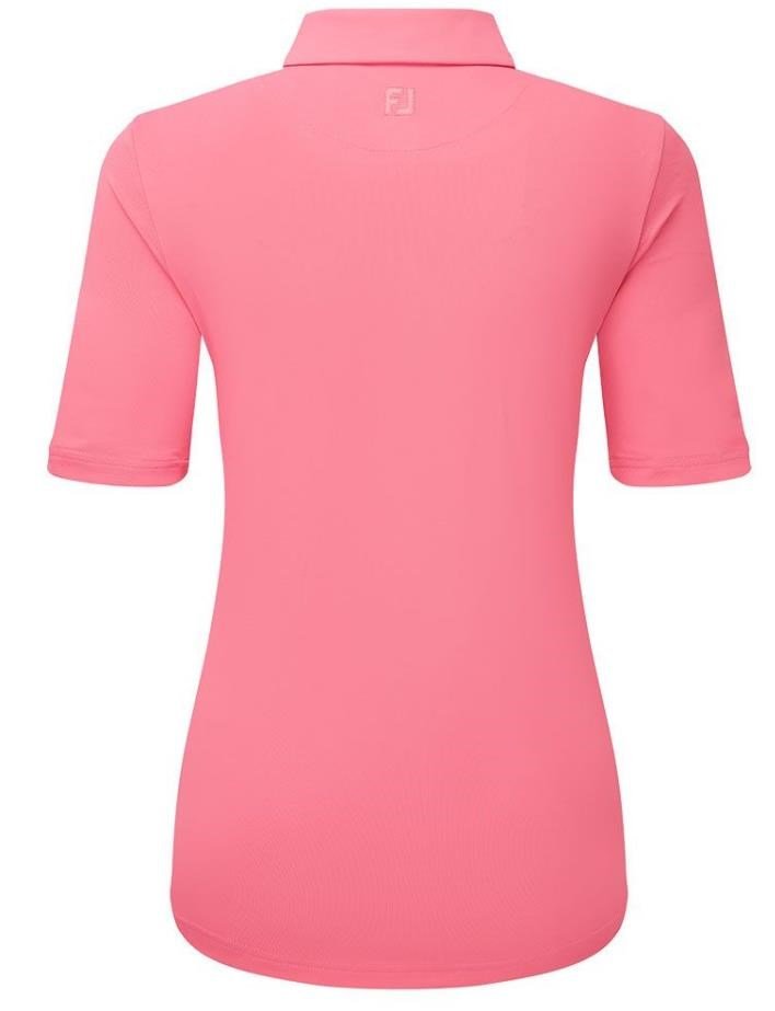 FootJoy Half Sleeve Ruched Lisle polo da donna, pink lemonade