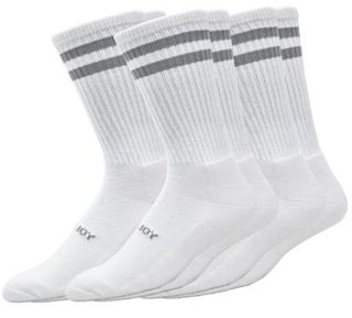 FootJoy ComfortSof Crew calzini da uomo, bianco/grigio a righe (3 paia)