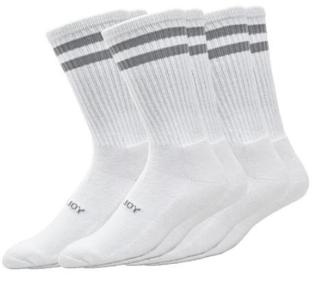 FootJoy ComfortSof Crew calzini da uomo, bianco/grigio a righe (3 paia)