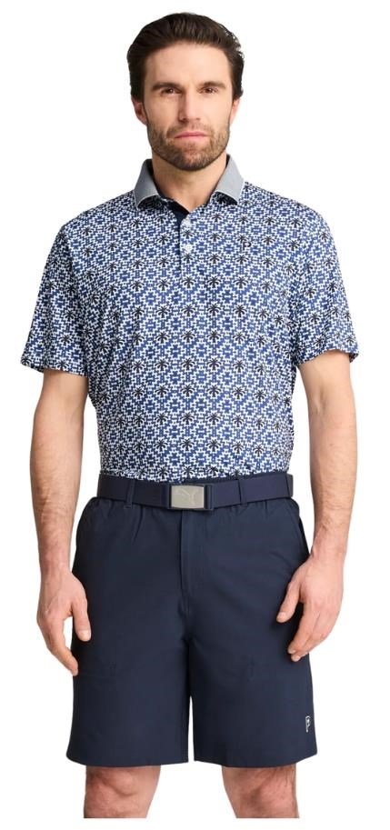 Puma X PTC Tile polo uomo, white glow/deep navy