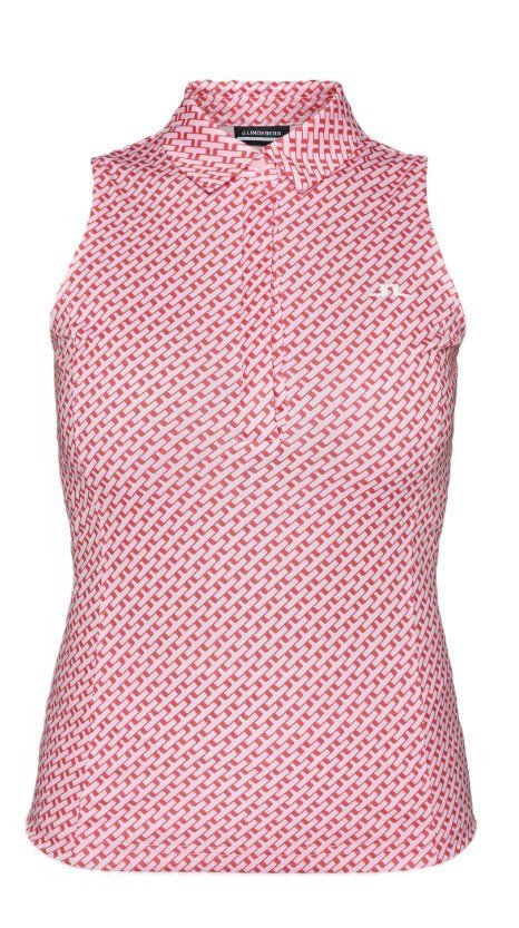 J.Lindeberg Dena Print Sleeveless polo da donna, tour geo pink