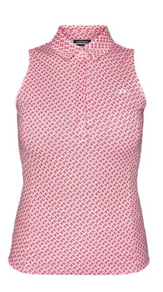 J.Lindeberg Dena Print Sleeveless polo da donna, tour geo pink