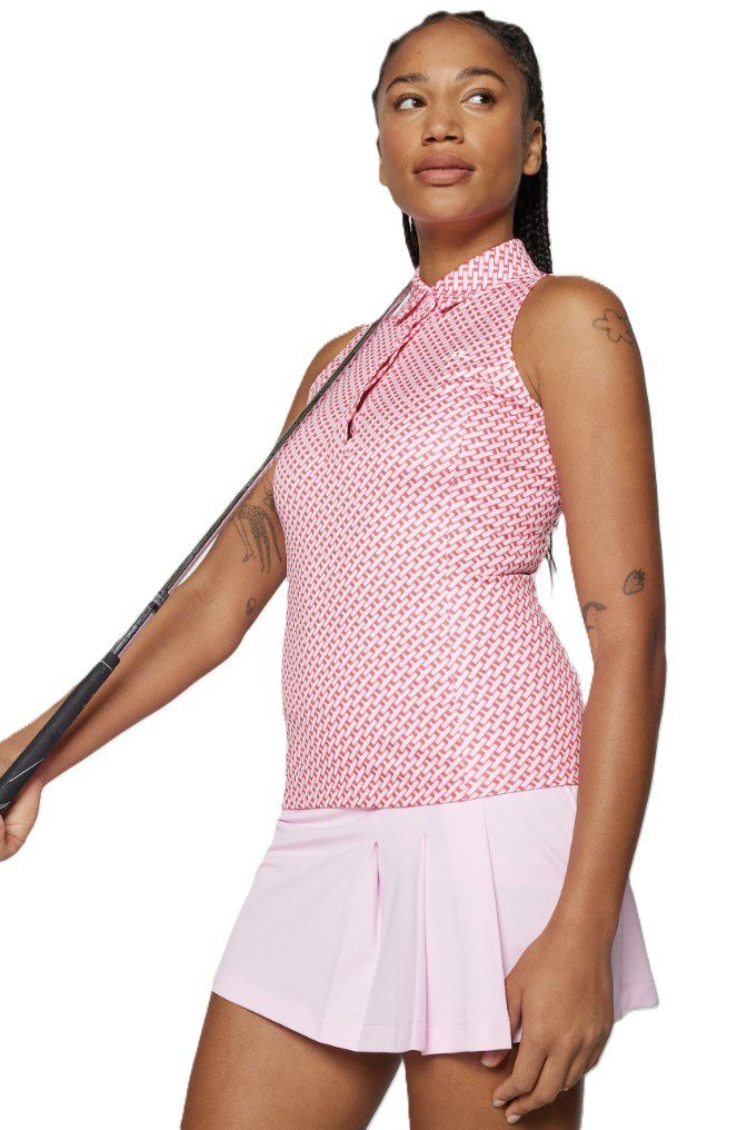 J.Lindeberg Dena Print Sleeveless polo da donna, tour geo pink