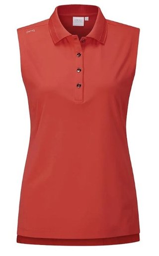 PING Solene sleeveless polo da donna, rich red