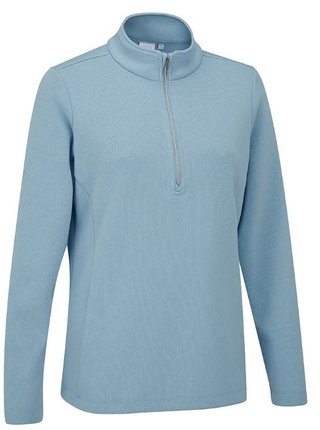 PING Lyla half zip ribbed fleece da donna, azzurro cielo melange