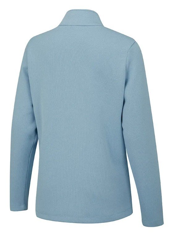 PING Lyla half zip ribbed fleece da donna, azzurro cielo melange