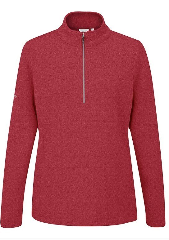 PING Lyla Half Zip Ribbed pile da donna, rich red marl