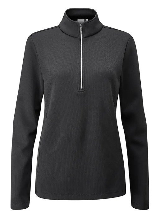 PING Lyla Half Zip Ribbed felpa in pile da donna, nero