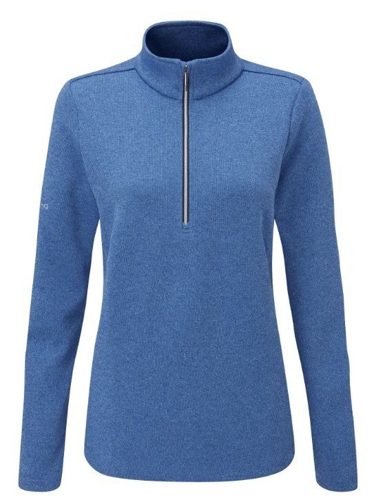 PING Lyla half zip ribbed fleece da donna, snorkel blue marl