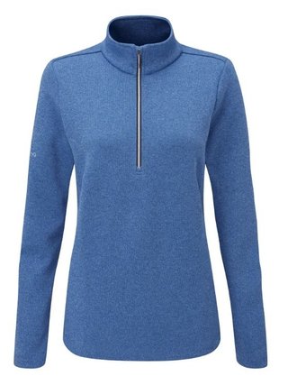 PING Lyla half zip ribbed fleece da donna, snorkel blue marl