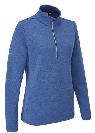 PING Lyla half zip ribbed fleece da donna, snorkel blue marl