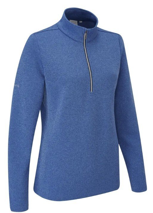 PING Lyla half zip ribbed fleece da donna, snorkel blue marl