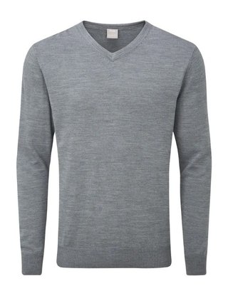 PING Sullivan maglione con scollo a V da uomo, french grey marl
