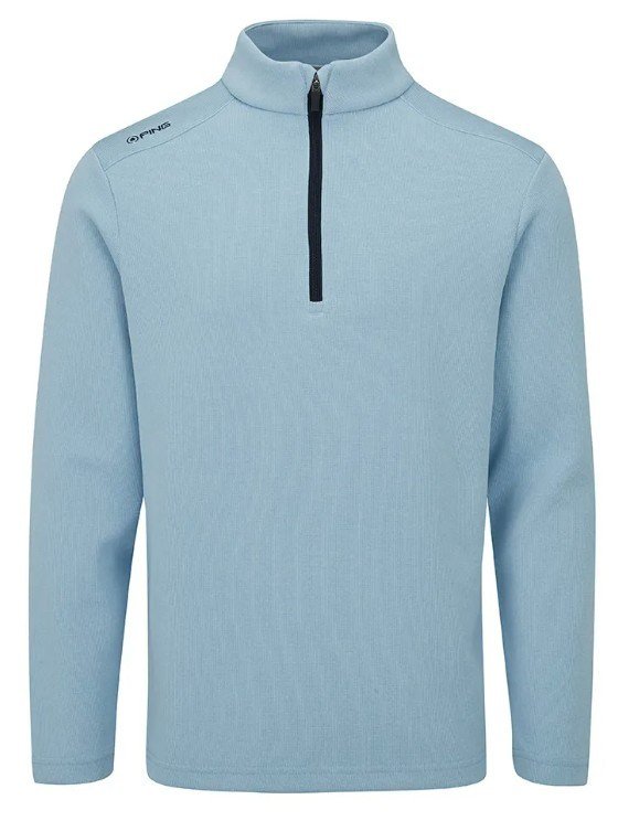 PING Ramsey half zip ribbed fleece pullover da uomo, sky blue marl