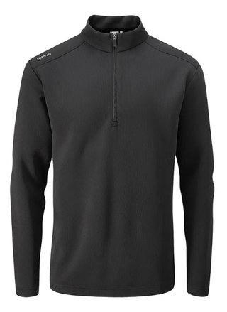 PING Ramsey half zip ribbed fleece pullover da uomo, nero