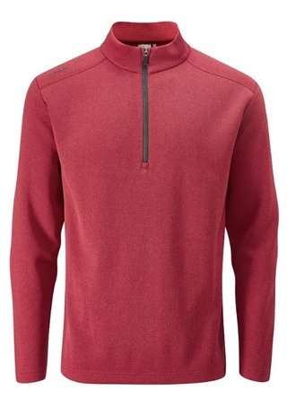 PING Ramsey half zip ribbed fleece pullover da uomo, rosso melange