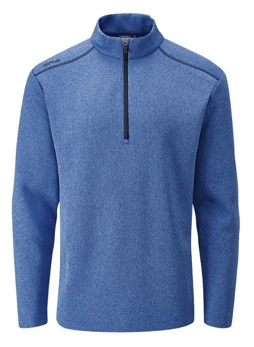 PING Ramsey half zip ribbed fleece pullover da uomo, snorkel blue marl