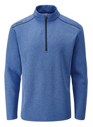 PING Ramsey half zip ribbed fleece pullover da uomo, snorkel blue marl