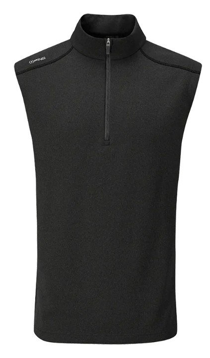 PING Ramsey mens ribbed fleece vest, nero