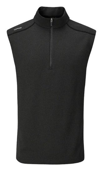 PING Ramsey mens ribbed fleece vest, nero