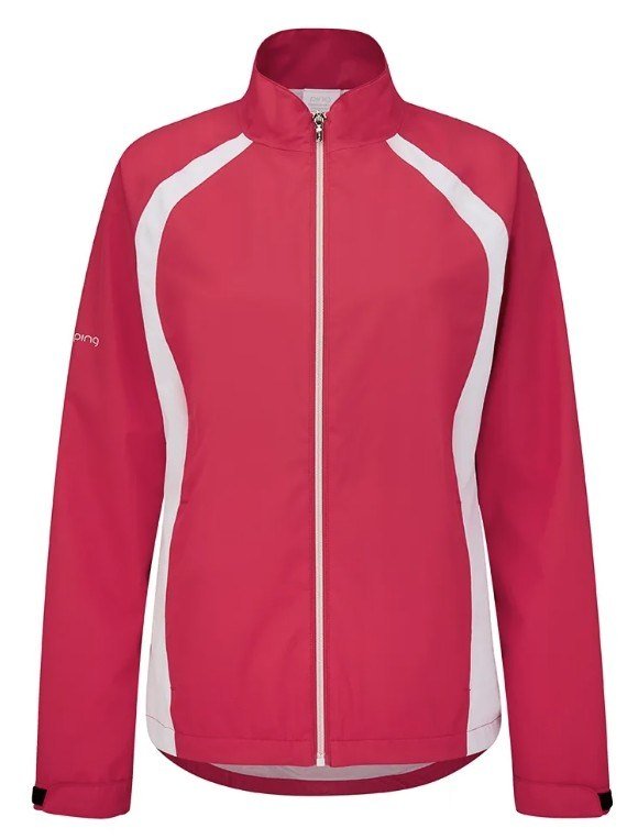 PING Freda giacca impermeabile da donna, rosebud/bianco