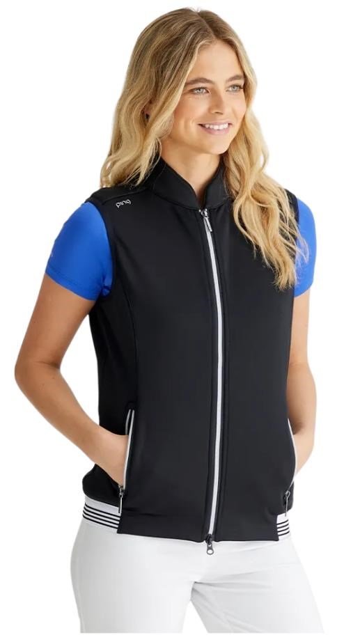 PING Dot Fleece gilet donna, nero/bianco