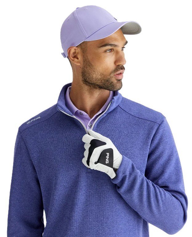 PING Ramsey half zip ribbed fleece pullover da uomo, twilight marl