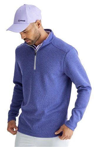 PING Ramsey half zip ribbed fleece pullover da uomo, twilight marl